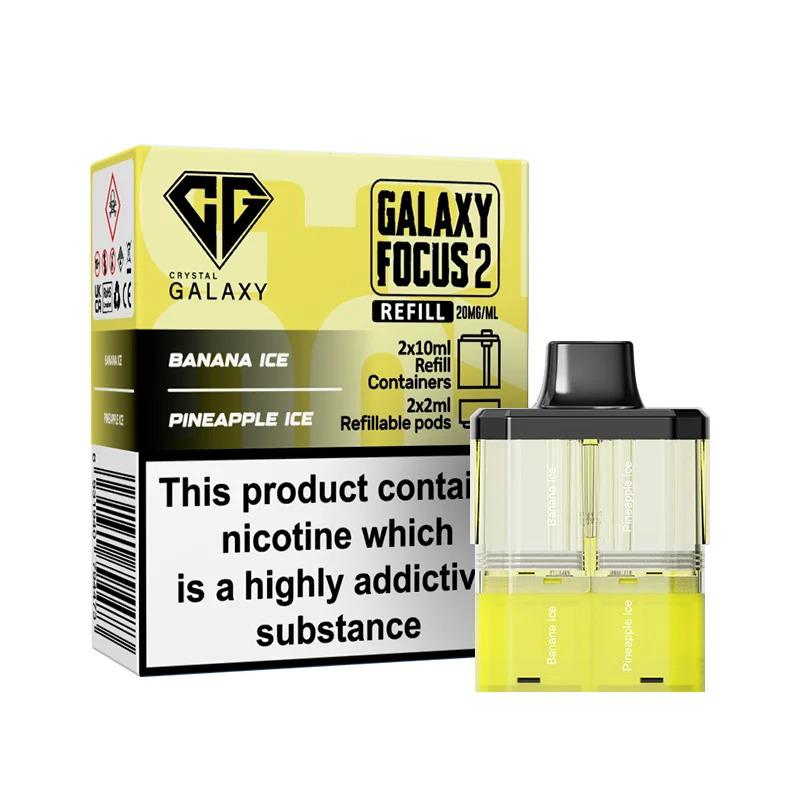 Crystal Galaxy Focus 2 Prefilled Pods - Eliquid Base - Banana Ice / Pineapple Ice