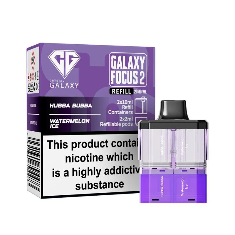 Crystal Galaxy Focus 2 Prefilled Pods - Eliquid Base - Hubba Bubba / Watermelon Ice