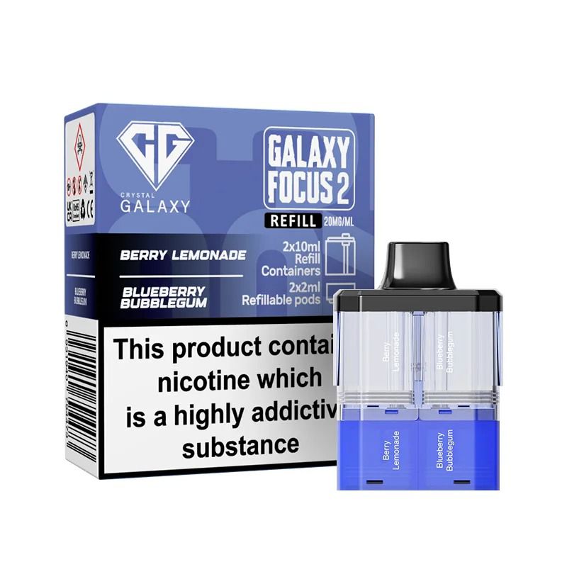 Crystal Galaxy Focus 2 Prefilled Pods - Eliquid Base - Berry Lemonade / Blueberry Bubblegum