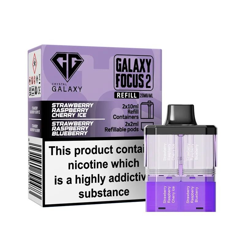 Crystal Galaxy Focus 2 Prefilled Pods - Eliquid Base - Strawberry Raspberry Cherry Ice / Strawberry Raspberry Blueberry