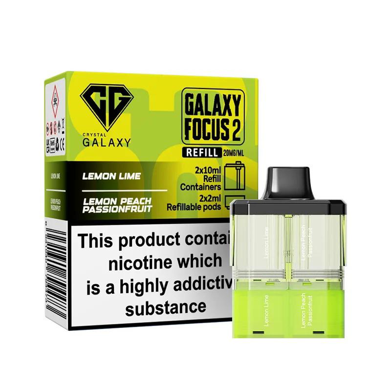 Crystal Galaxy Focus 2 Prefilled Pods - Eliquid Base - Lemon Lime / Lemon Peach Passion Fruit