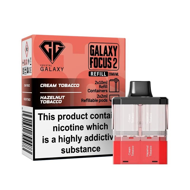 Crystal Galaxy Focus 2 Prefilled Pods - Eliquid Base - Cream Tobacco / Hazzlenut Tobacco