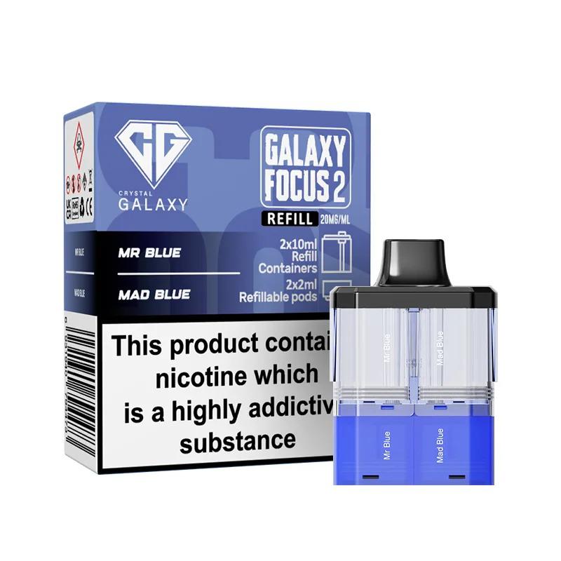 Crystal Galaxy Focus 2 Prefilled Pods - Eliquid Base - Mr Blue / Mad Blue