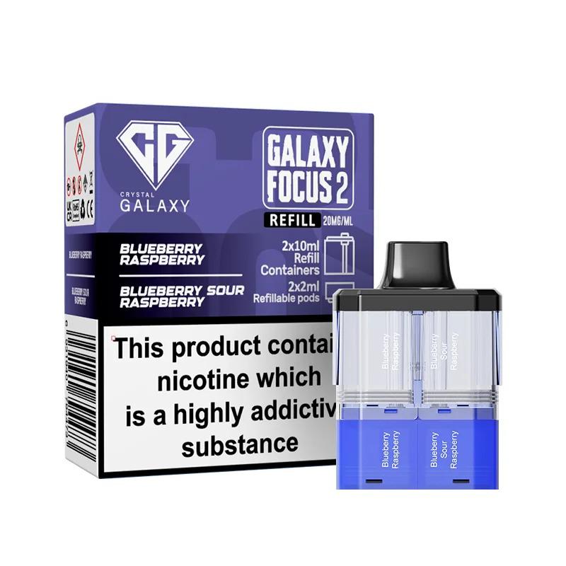 Crystal Galaxy Focus 2 Prefilled Pods - Eliquid Base - Blueberry Raspberry / Blueberry Sour Raspberry