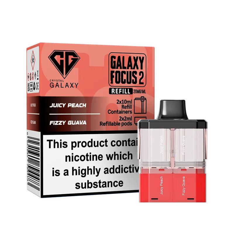 Crystal Galaxy Focus 2 Prefilled Pods - Eliquid Base - Juicy Peach / Fizzy Guava