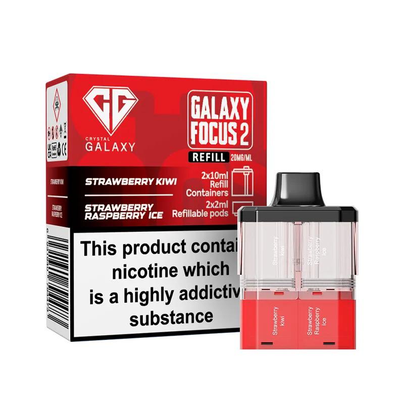 Crystal Galaxy Focus 2 Prefilled Pods - Eliquid Base - Strawberry Kiwi / Strawberry Raspberry Ice