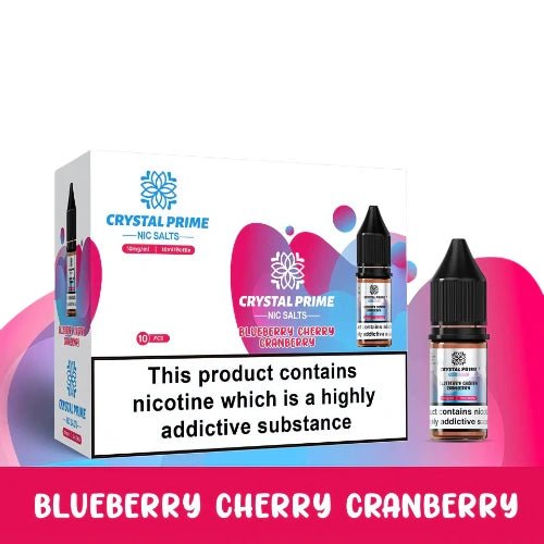 Crystal Prime 7000 Nic Salt 10ml Box of 10,  Blueberry Cherry Cranberry