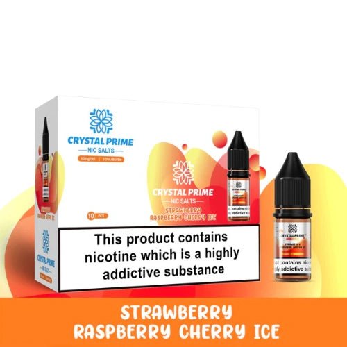 Crystal Prime 7000 Nic Salt 10ml Box of 10,  Strawberry Raspberry Cherry Ice