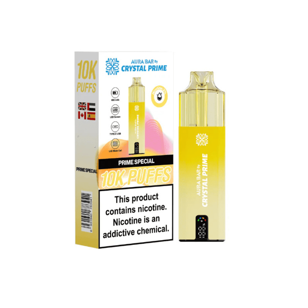 Crystal Prime Aura Bar 10,000 Puffs Prefilled Pod Kit - Eliquid Base - Prime Special