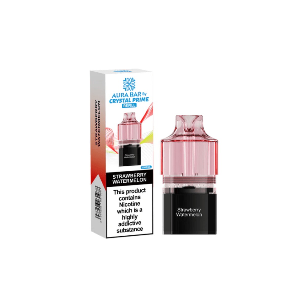 Crystal Prime Aura Bar 10K Prefilled Pods - Eliquid Base - Strawberry Watermelon