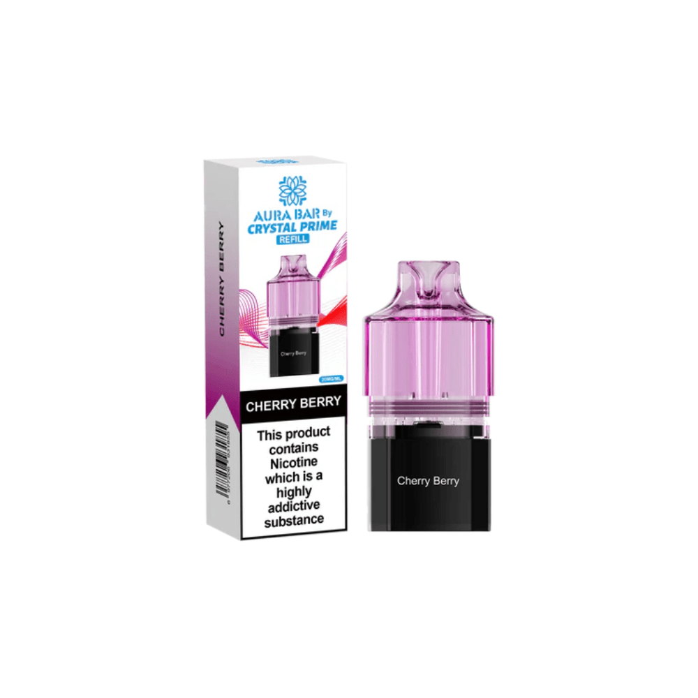 Crystal Prime Aura Bar 10K Prefilled Pods - Eliquid Base - Cherry Berry