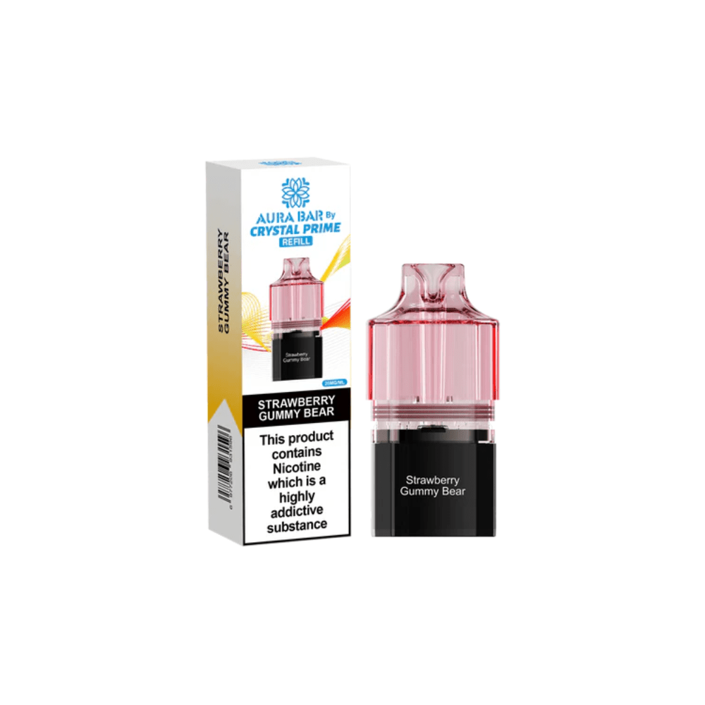 Crystal Prime Aura Bar 10K Prefilled Pods - Eliquid Base - Strawberry Gummy Bear