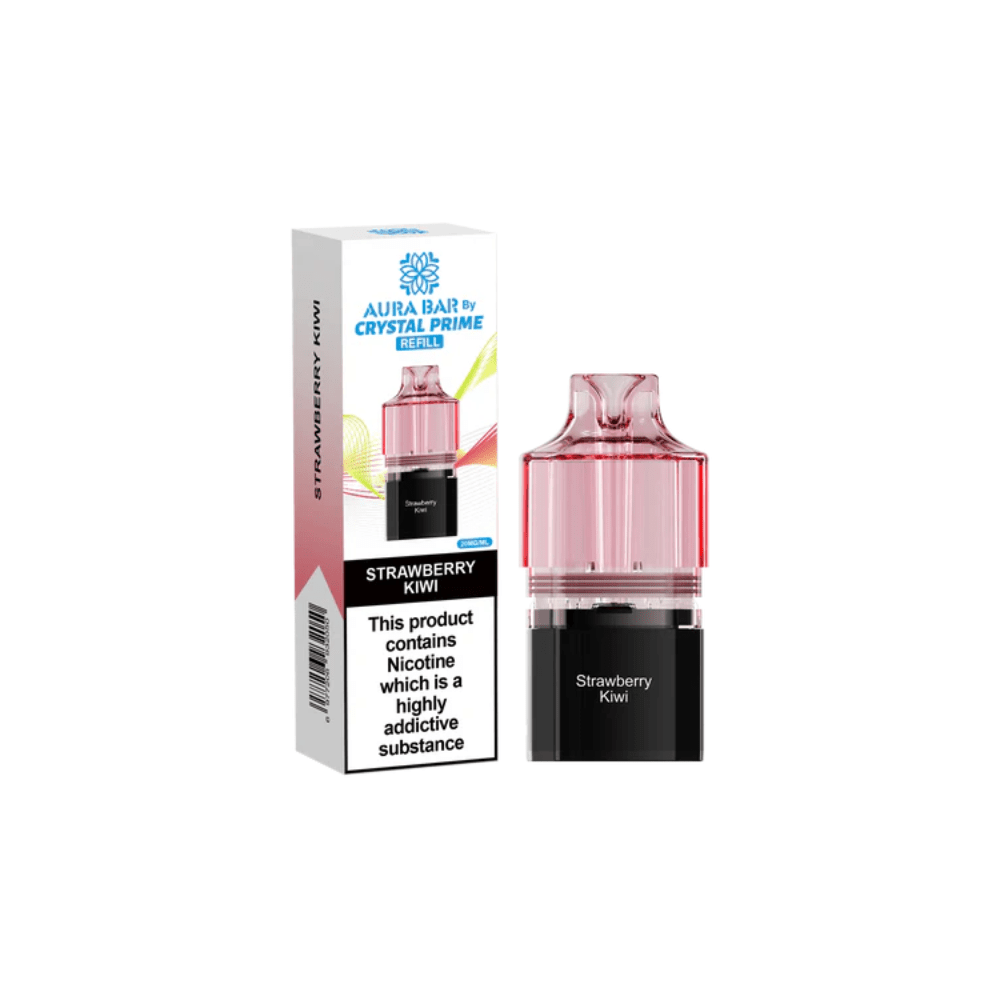 Crystal Prime Aura Bar 10K Prefilled Pods - Eliquid Base - Strawberry Kiwi