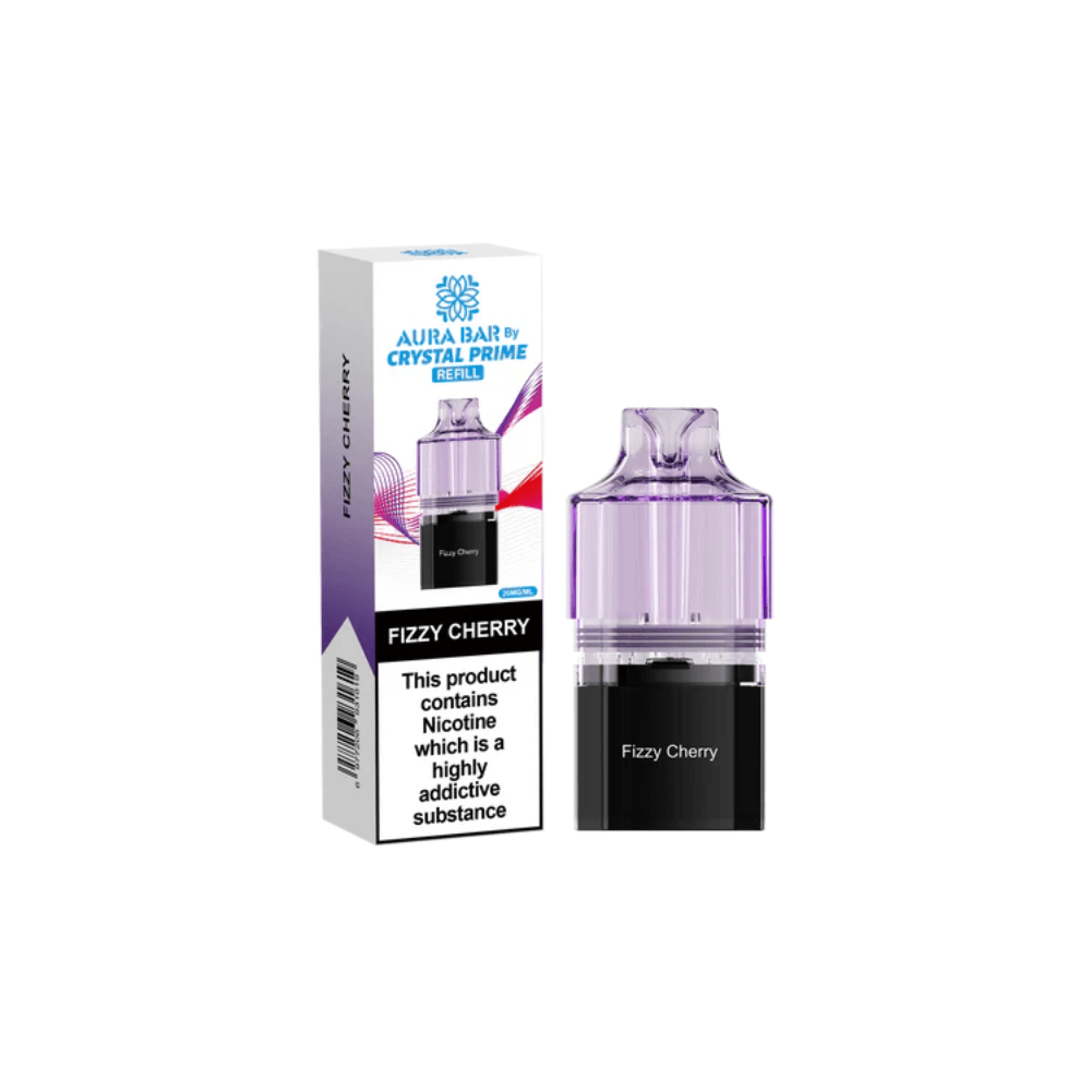 Crystal Prime Aura Bar 10K Prefilled Pods - Eliquid Base - Fizzy Cherry