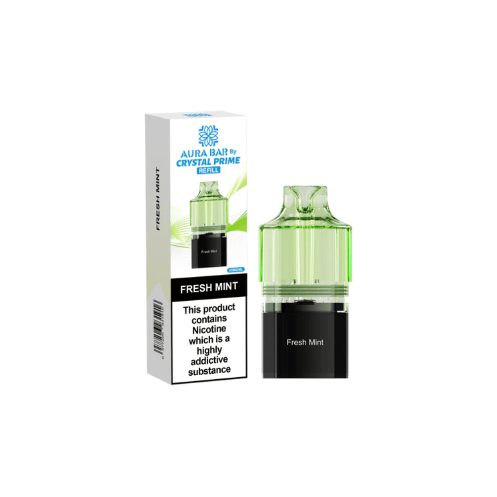 Crystal Prime Aura Bar 10K Prefilled Pods - Eliquid Base - Fresh Mint