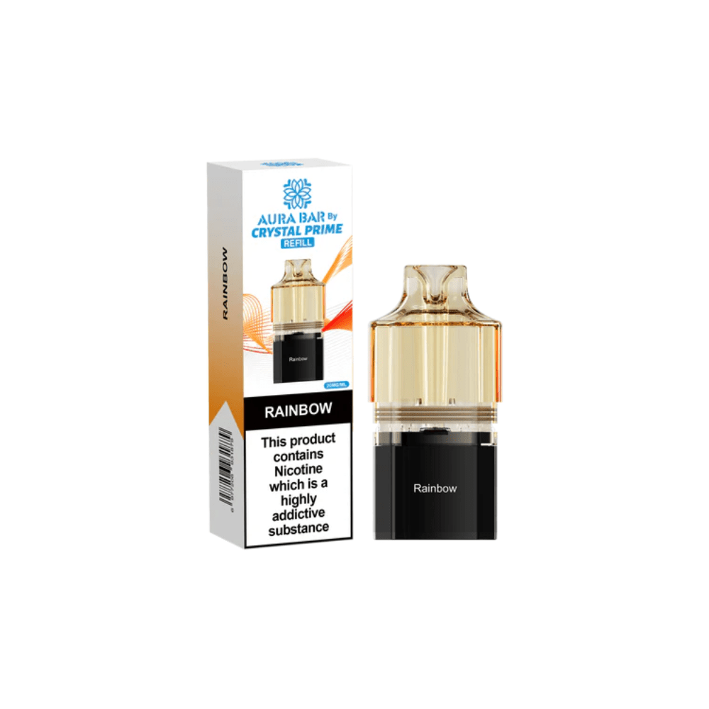 Crystal Prime Aura Bar 10K Prefilled Pods - Eliquid Base - Rainbow Skitzz