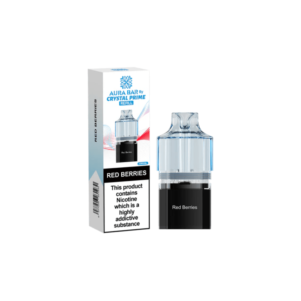 Crystal Prime Aura Bar 10K Prefilled Pods - Eliquid Base - Red Berries