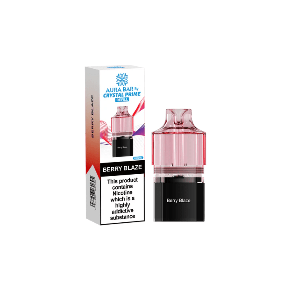 Crystal Prime Aura Bar 10K Prefilled Pods - Eliquid Base - Berry Blaze