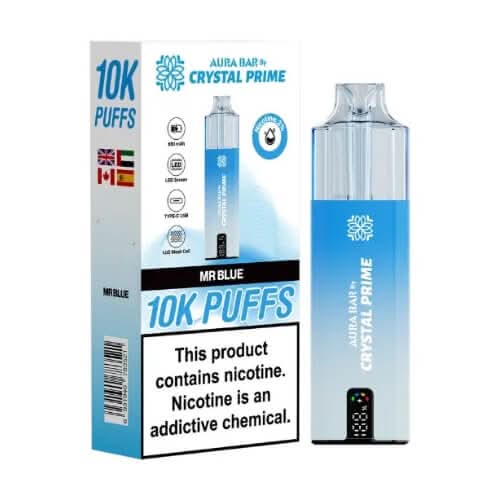 Crystal Prime Aura Bar Twist 10000 Disposable Device - 20MG - Eliquid Base - Mr Blue