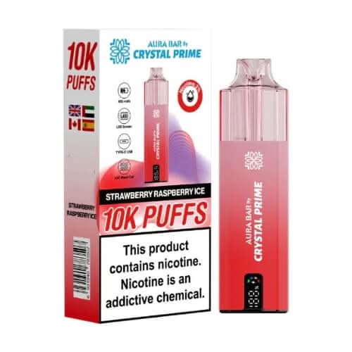 Crystal Prime Aura Bar Twist 10000 Disposable Device - 20MG - Eliquid Base - Strawberry Raspberry Ice