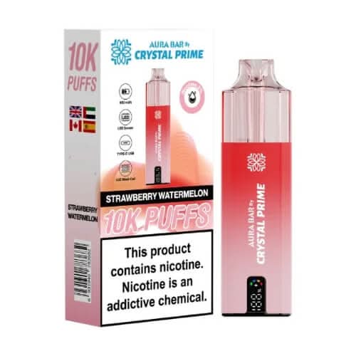 Crystal Prime Aura Bar Twist 10000 Disposable Device - 20MG - Eliquid Base - Strawberry Watermelon