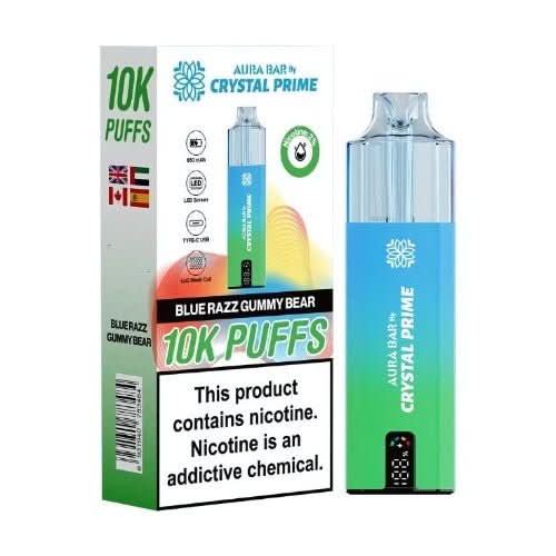 Crystal Prime Aura Bar Twist 10000 Disposable Device 20MG - Pack of 5 - Eliquid Base - Blue Razz Gummy Bear