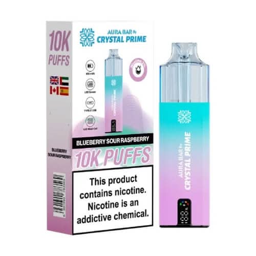 Crystal Prime Aura Bar Twist 10000 Disposable Device 20MG - Pack of 5 - Eliquid Base - Blue Sour Raspberry