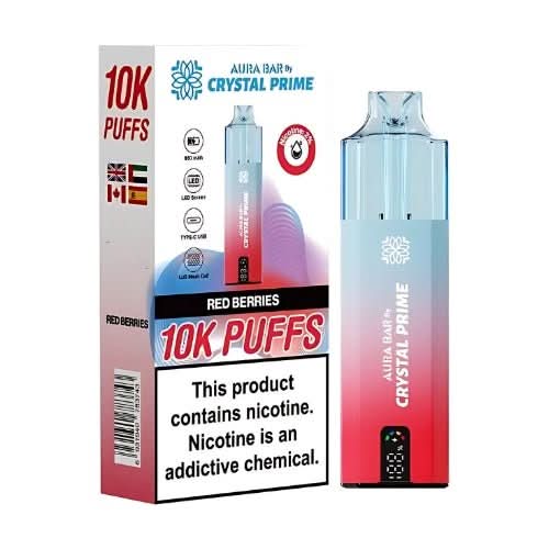 Crystal Prime Aura Bar Twist 10000 Disposable Device 20MG - Pack of 5 - Eliquid Base - Red Berries
