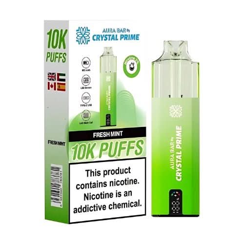Crystal Prime Aura Bar Twist 10000 Disposable Device 20MG - Pack of 5 - Eliquid Base - Fresh Mint