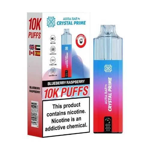 Crystal Prime Aura Bar Twist 10000 Disposable Device 20MG - Pack of 5 - Eliquid Base - Blueberry Raspberry