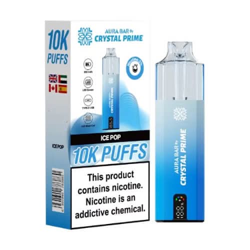 Crystal Prime Aura Bar Twist 10000 Disposable Device 20MG - Pack of 5 - Eliquid Base - Ice Pop