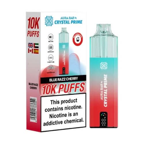 Crystal Prime Aura Bar Twist 10000 Disposable Device 20MG - Pack of 5 - Eliquid Base - Blue Razz Cherry