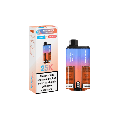 Crystal Prime Aura Bar Twist 25000 Disposable Device - 20MG - Eliquid Base - Ice Pop / Juicy Peach