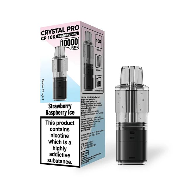 Crystal Pro CP 10K Prefilled Pods - Eliquid Base - Strawberry Raspberry Ice