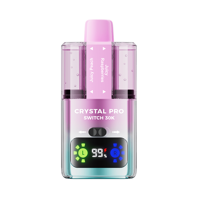 Crystal Pro Switch 30K Disposable Vape Device - 20Mg - Eliquid Base - Juicy Peach / Juicy Raspberries