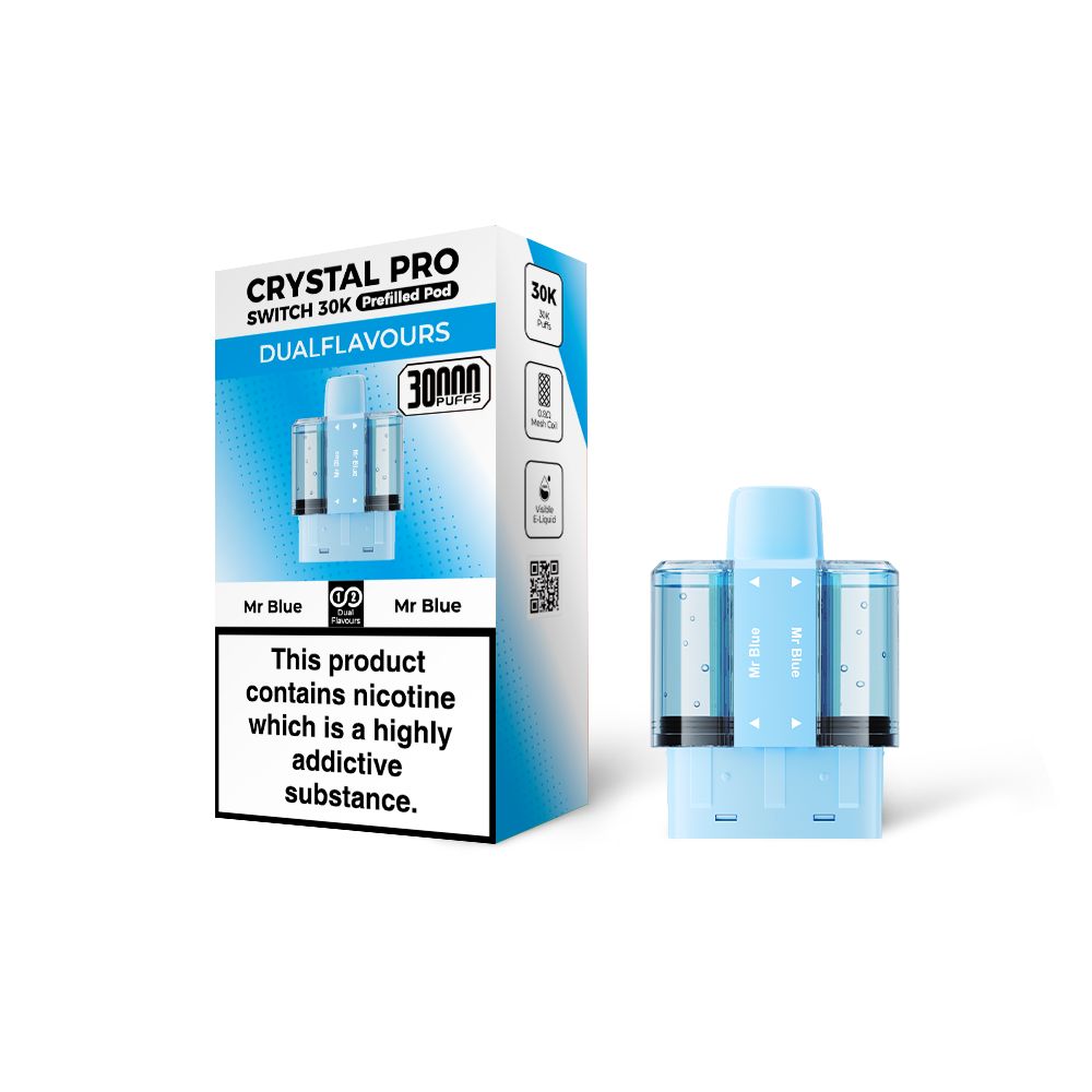 Crystal Pro Switch 30K Prefilled Replacement Pods - Eliquid Base - Mr Blue / Mr Blue