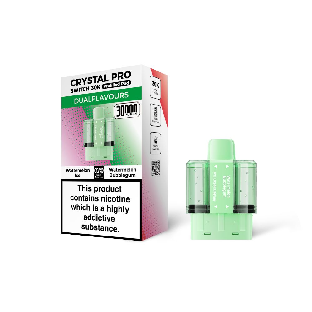 Crystal Pro Switch 30K Prefilled Replacement Pods - Eliquid Base - Watermelon Ice / Watermelon Bubblegum