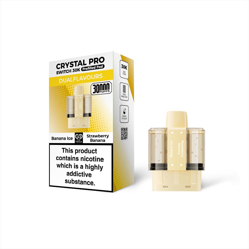 Crystal Pro Switch 30K Prefilled Replacement Pods - Eliquid Base - Banana Ice / Strawberry Banana