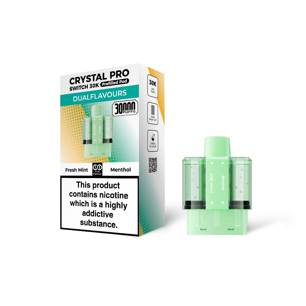 Crystal Pro Switch 30K Prefilled Replacement Pods - Eliquid Base - Fresh Mint / Menthol