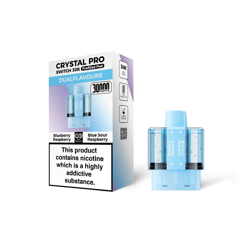 Crystal Pro Switch 30K Prefilled Replacement Pods - Eliquid Base - Blueberry Raspberry / Blue Sour Raspberry