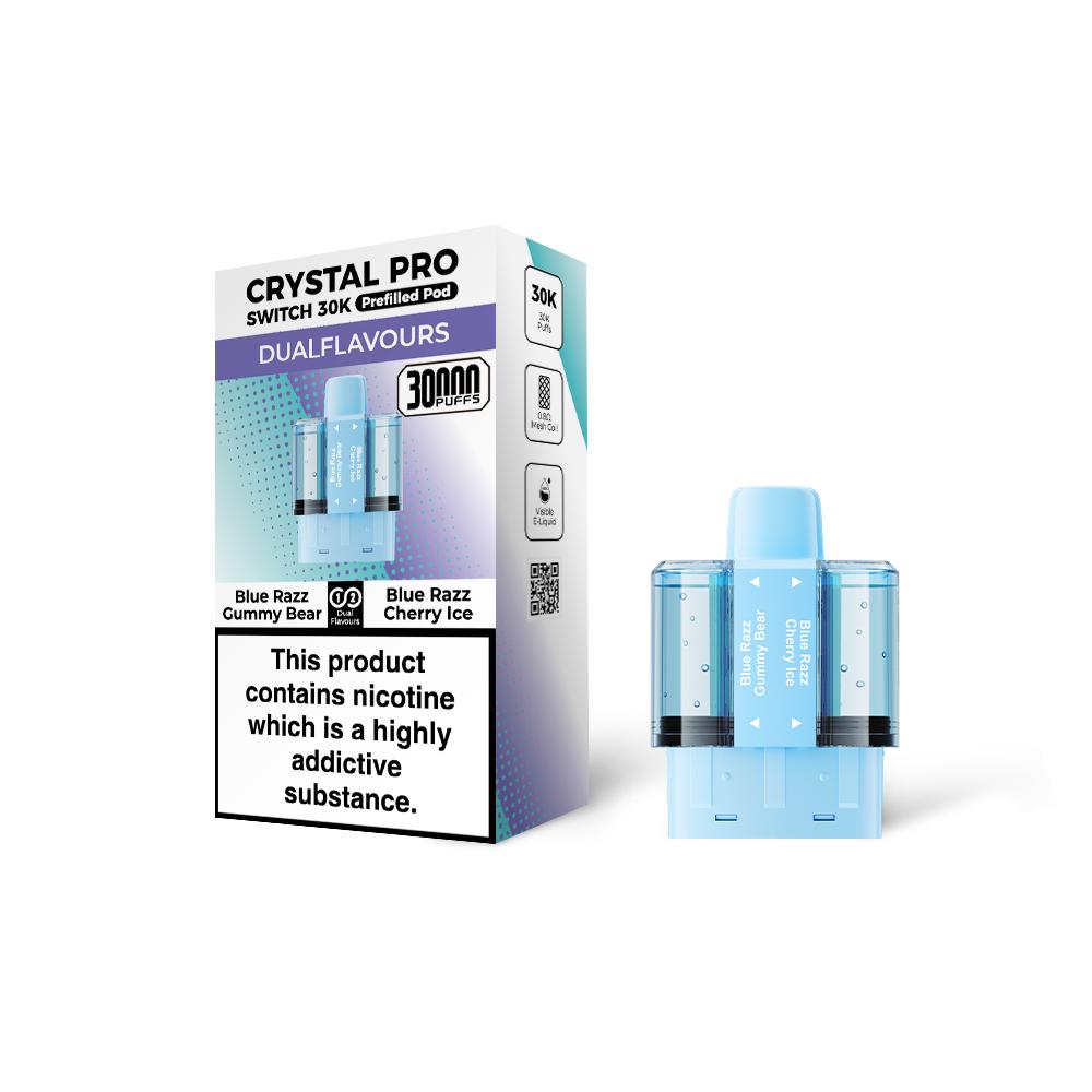 Crystal Pro Switch 30K Prefilled Replacement Pods - Eliquid Base - Blue Razz Gummy Bear / Blue Razz Cherry Ice