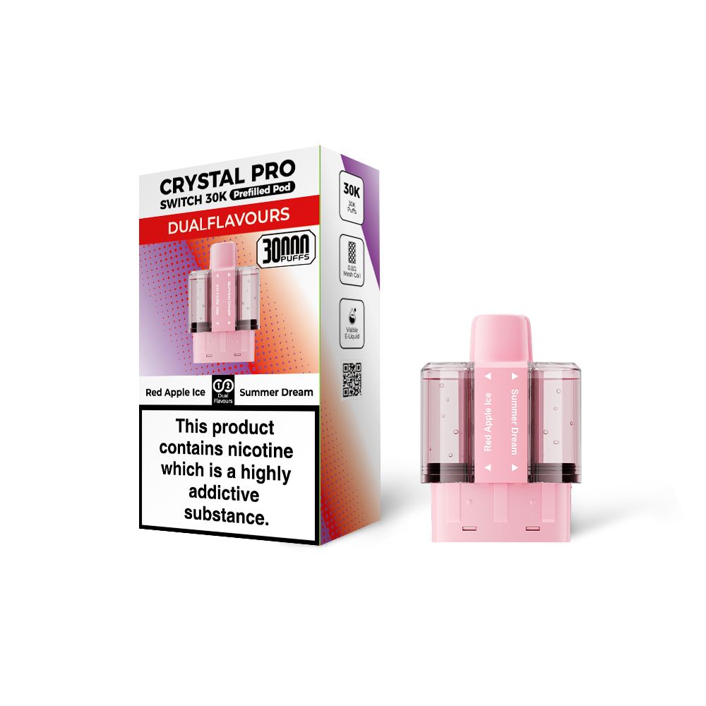 Crystal Pro Switch 30K Prefilled Replacement Pods - Eliquid Base - Red Apple Ice / Summer Dream