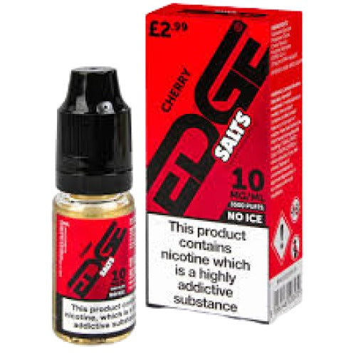 EDG Cherry Salt nicotine product with bottle and packaging on a white background.
