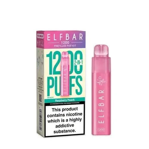 Elf Bar 1200 2-in-1 Prefilled Pod Vape Kit - Raspberry Peach