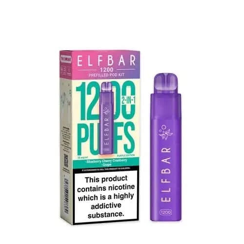 Elf Bar 1200 2-in-1 Prefilled Pod Vape Kit - Purple Edition