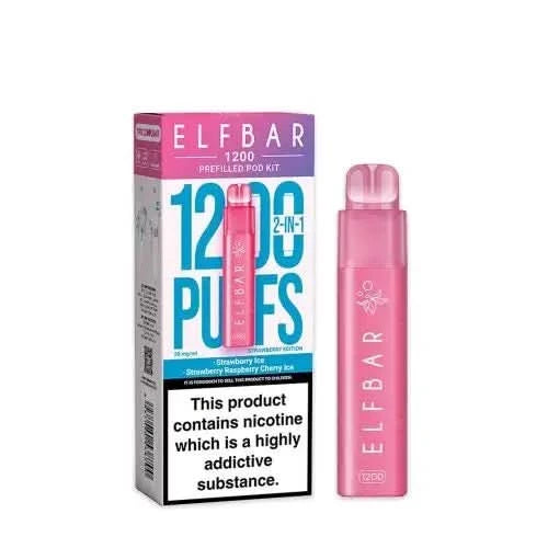 Elf Bar 1200 2-in-1 Prefilled Pod Vape Kit - Strawberry Raspberry Cherry Ice