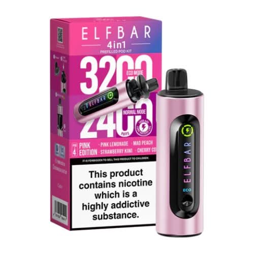 Elf Bar 4 in 1 prefilled pod kit  (3200 Puffs)  - Pink Edition