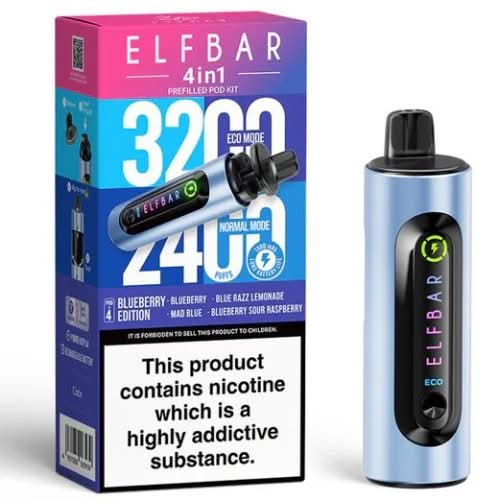 Elf Bar 4 in 1 prefilled pod kit  (3200 Puffs) - Blueberry Edition