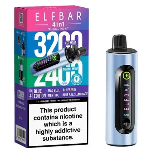 Elf Bar 4 in 1 prefilled pod kit  (3200 Puffs) - Blue Edition