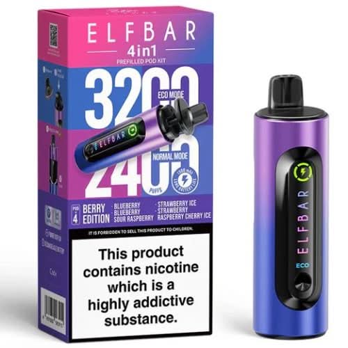 Elf Bar 4 in 1 prefilled pod kit (3200 Puffs) | Pack of 5 Eliquid Base Elf Bar 4 in 1 prefilled pod kit (3200 Puffs) | Pack of 5 Eliquid Base